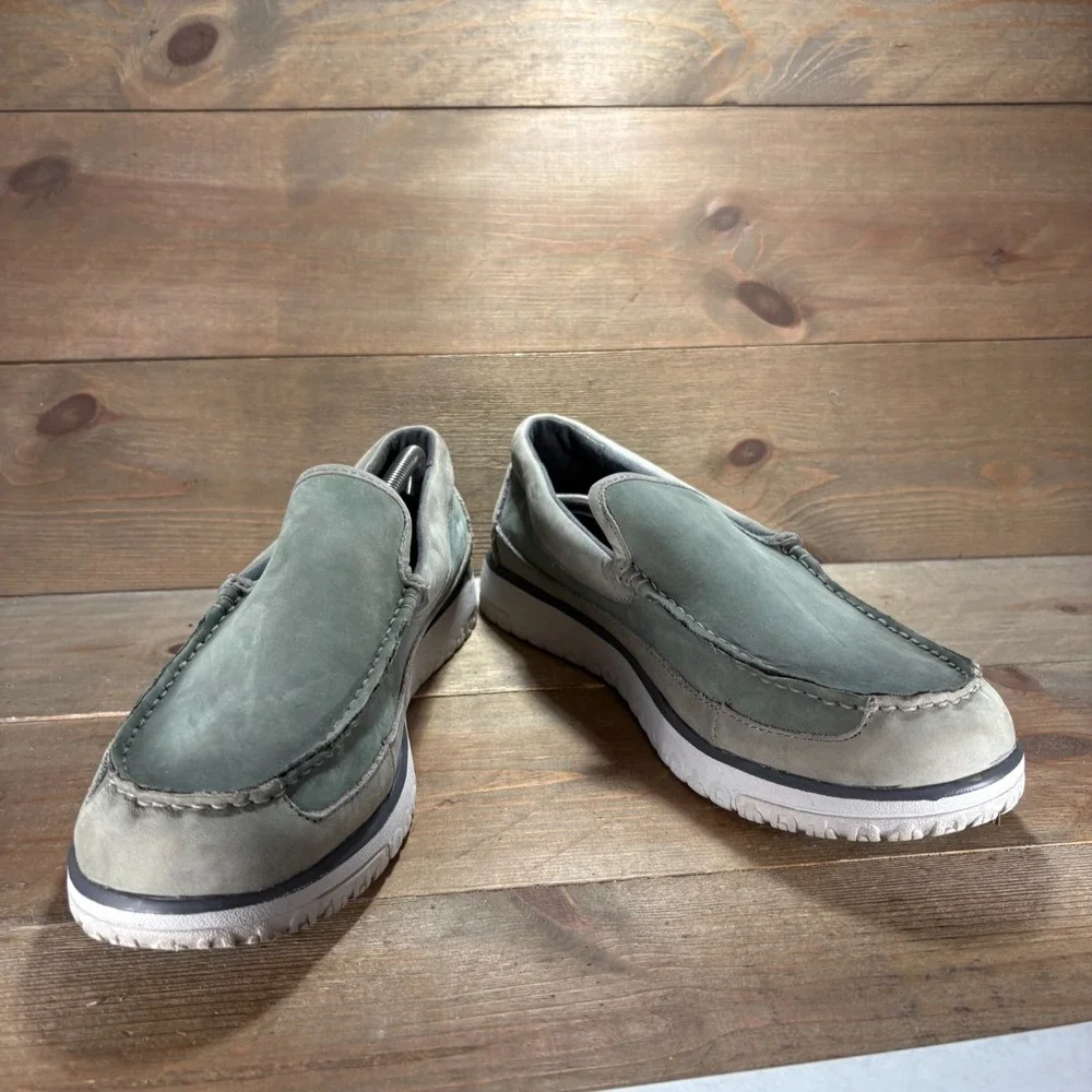 LL Bean All Week Mens size 11 shoes Green Nubuck Leather Loafers slippers